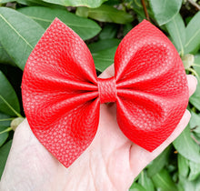 Textured Red Faux Leather Bow Headband | Hair Clip