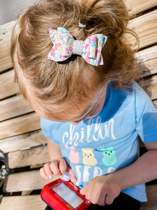 Newborn Mini Stacked Easter Bunny Faux Leather Bow Headband | Hair Clip