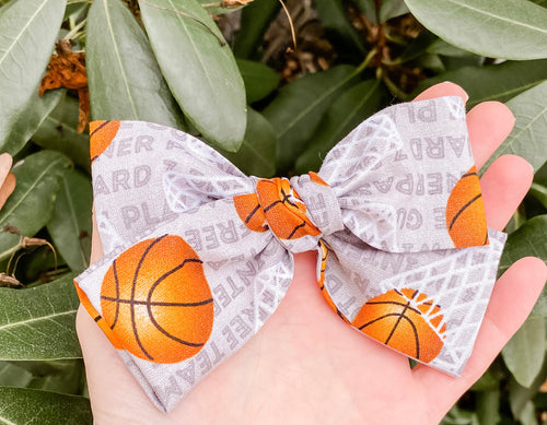 Basketball PETITE Hand Tied Bow