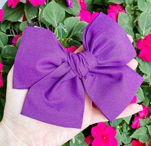 Mulberry Purple Fabric Hand Tied Bow Headband | Hair Clip