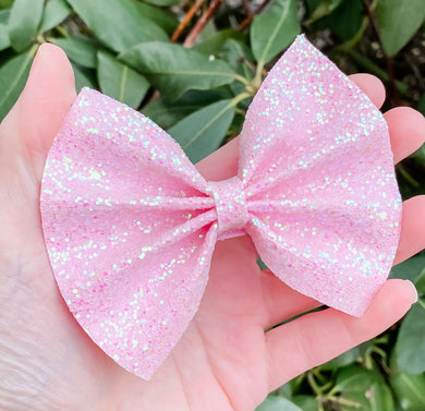 Pretty in Pink Glitter Bow Headband | Hair Clip