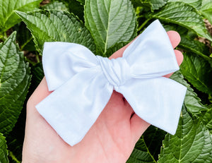 White Petite Hand Tied Bow