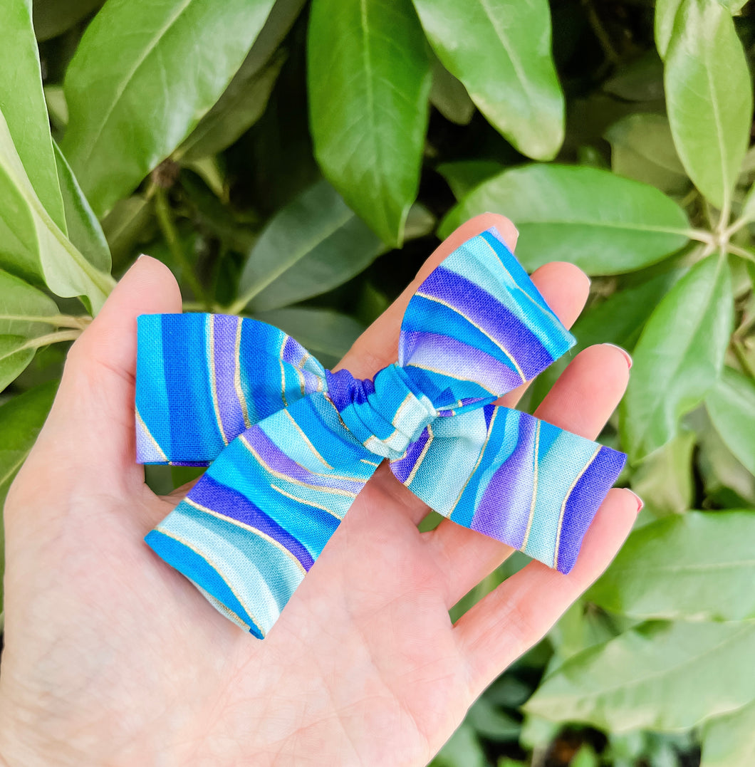 Ocean Wave TINY Hand Tied Bow