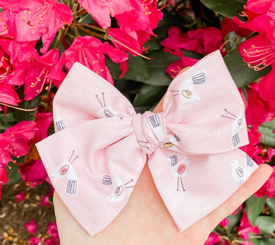 Summer Birds Hand Tied Fabric Bow Headband | Hair Clip