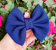 Navy Blue Liverpool Fabric Bow Headband | Hair Clip