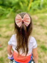 Spring Peach Iridescent Glitter Bow Headband | Hair Clip