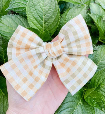 Fall Plaid Hand Tied 4” Fabric Bow Headband | Hair Clip