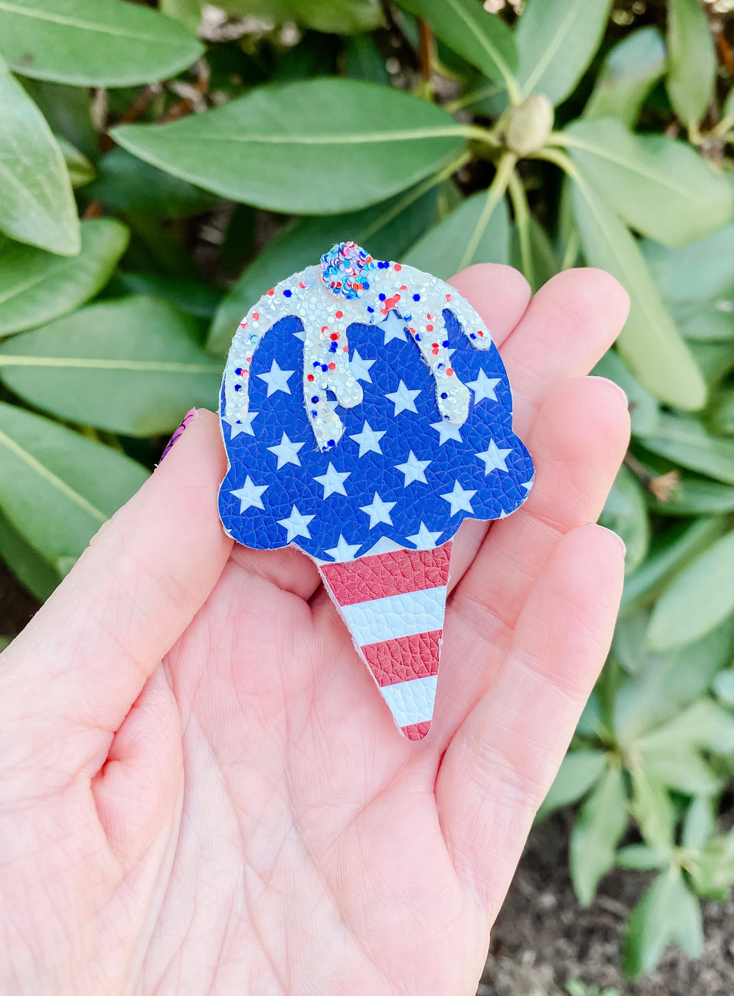 Patriotic American Flag Ice Cream Cone Alligator Clip