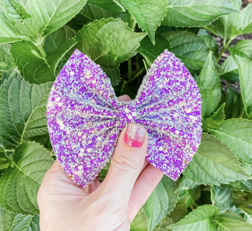 Purple Tinsel Glitter Bow Headband | Hair Clip