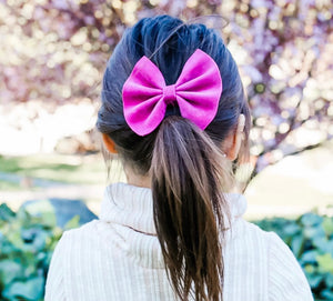 Pink Velvet Bow Headband | Hair Clip