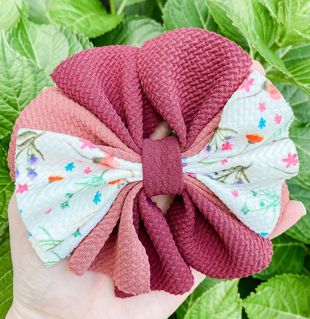 Messy Wildflower Bow Fabric Bow Headband | Hair Clip