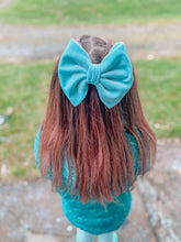 Blue Velvet Fabric Bow Headband | Hair Clip