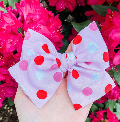 Polka Dot Hand Tied Fabric Bow Headband | Hair Clip