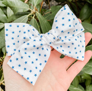 Navy Star PETITE Hand Tied Bow