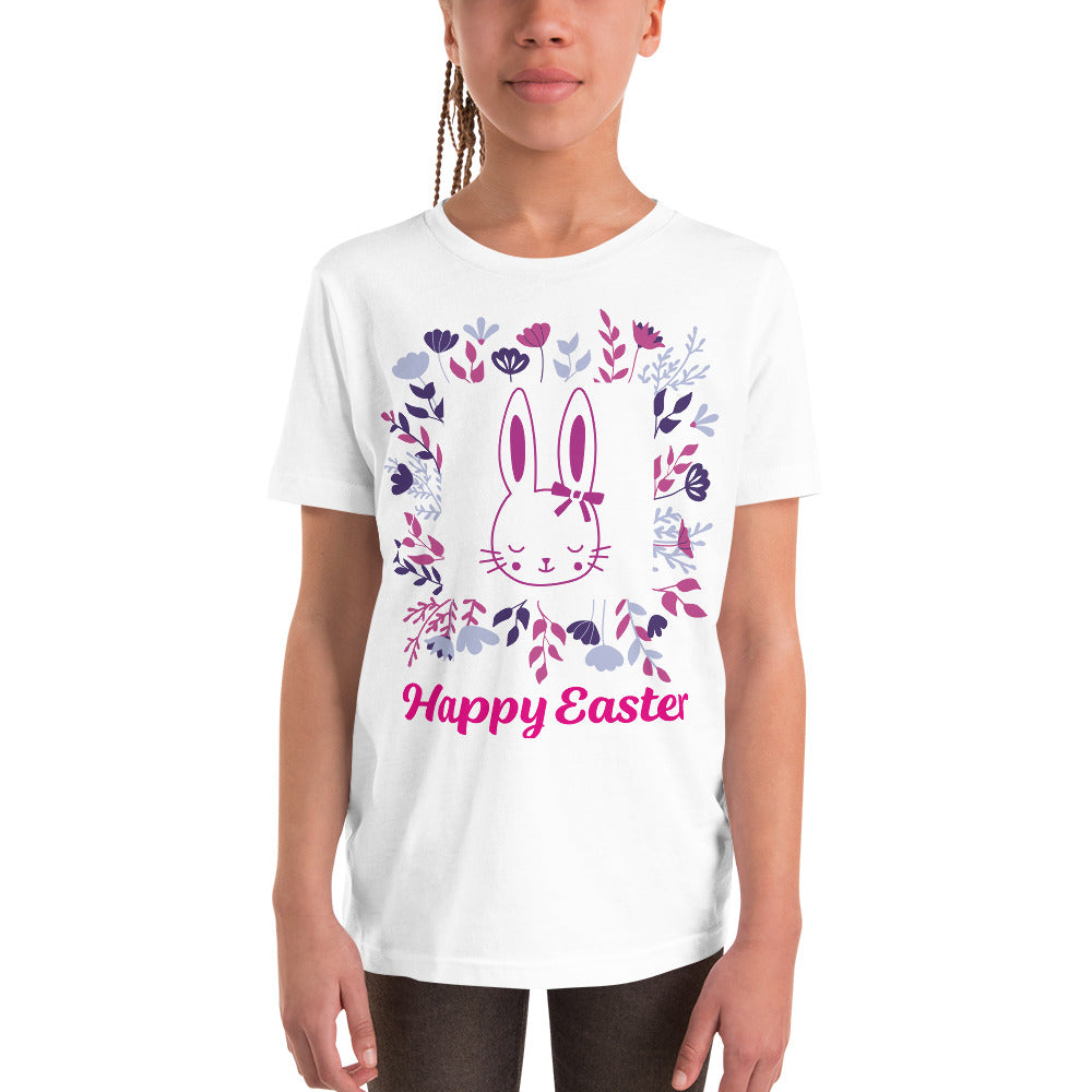 Floral Bunny Youth Short Sleeve T-Shirt